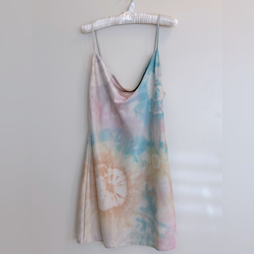 Tie die dress! cute cowl neck slip dress, NWT, one of a kind, custom hand dyed